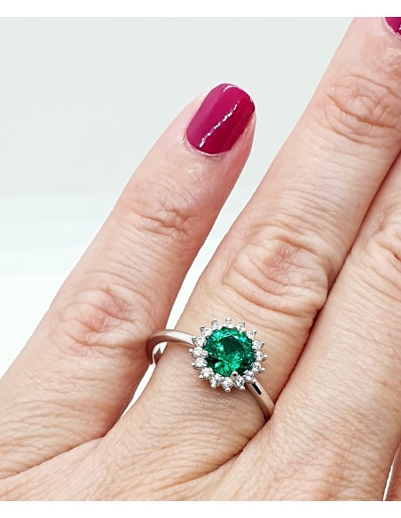 Δαχτυλίδι λευκόχρυσο 14 καρατίων με ζιργκόν πέτρες