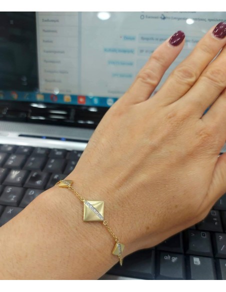 Βραχιόλι σε χρυσό Κ14 με πέτρες ζιργκόν