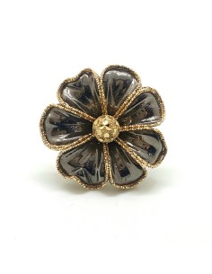 Δαχτυλίδι σχήμα Μαργαρίτα με Μαύρο  επιχρύσωμα