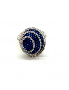 Δαχτυλίδι με Μπλε και Λευκά Ζιργκόν Λευκόχρυσο κ14