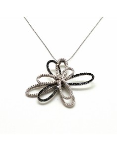 Κολιέ  Λουλούδι 14Κ Λευκόχρυσο με Ζιρκόν