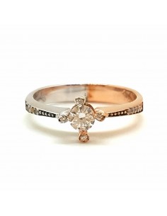 Δαχτυλίδι Μονόπετρο 14K λευκό με ροζ Χρυσό με Ζιρκόν πέτρες