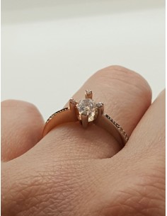 Δαχτυλίδι  Μονόπετρο 14K λευκό με ροζ Χρυσό με Ζιρκόν πέτρες 2