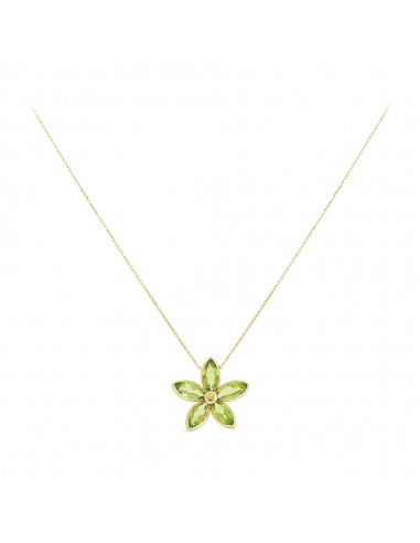 Κολιέ λουλούδι σε Κ14 χρυσό πράσινο