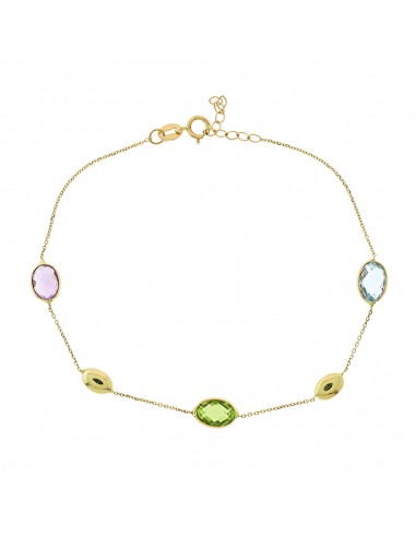 Βραχιόλι με χρωματιστές πέτρες Κ14 χρυσό