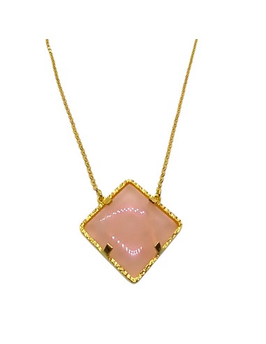 Κολιέ ασημένιο με ροζ χαλαζία VOT