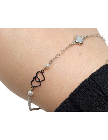 Βραχιόλι με καρδιές σε 9 καράτια χρυσό