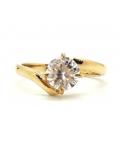 6Δαχτυλίδι  Μονόπετρο 14K κίτρινο Χρυσό με Ζιρκόν πέτρες