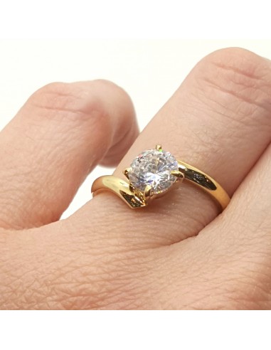 6Δαχτυλίδι  Μονόπετρο 14K κίτρινο Χρυσό με Ζιρκόν πέτρες