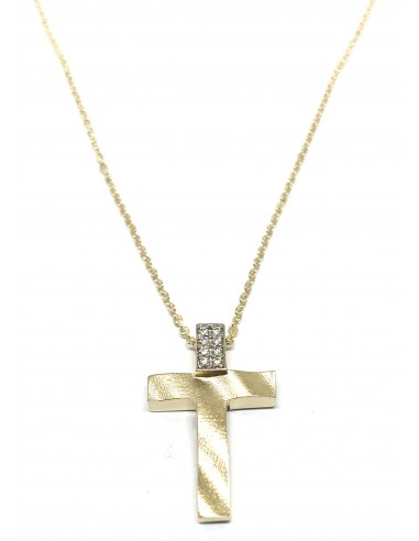 Σταυρός με σχέδιο και ζιργκόν πέτρες Κ14