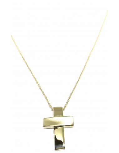 Ανδρικός σταυρός λουστρέ /ματ χρυσό Κ14