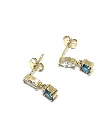 Σκουλαρίκια κρεμαστά με μπλέ ζιργκόν Κ14