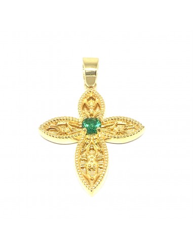 Σταυρός Χρυσός 14Κ με Πράσινο Ζιργκόν...