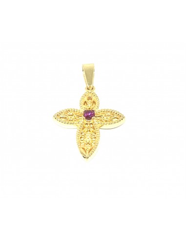 Σταυρός Χρυσός 9Κ με Μπορντό Ζιργκόν...