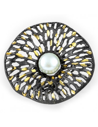 Δαχτυλίδι λουλούδι με πέρλα σε ασήμι 925