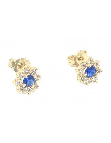 Χρυσά Σκουλαρίκια Καρφωτά με Μπλε...