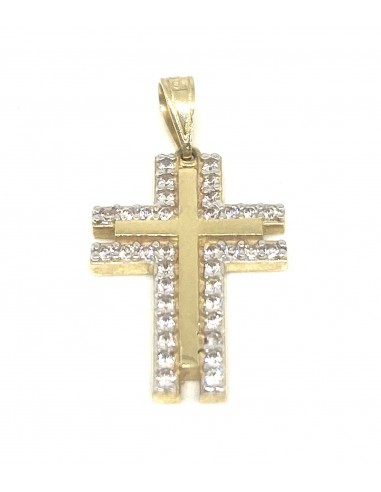 Διπλός Σταυρός Χρυσός με Ζιργκόν 14...