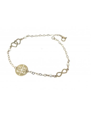 Βραχιόλι Χρυσό 9Κ με Φλουρί, Καρδιές,...