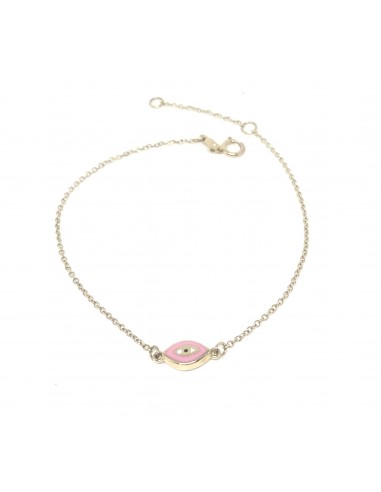 Βραχιόλι Χρυσό9Κ με Μάτι Σμάλτο Ροζ