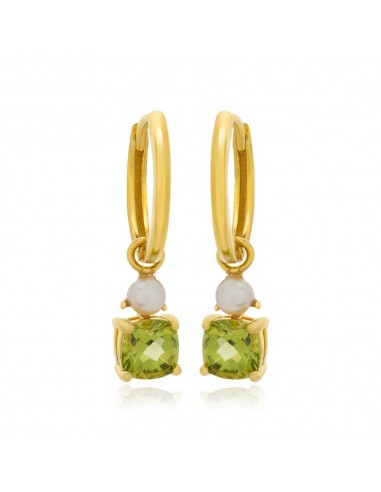 Σκουλαρίκια Κρίκοι με Πέρλα & Πράσινη...