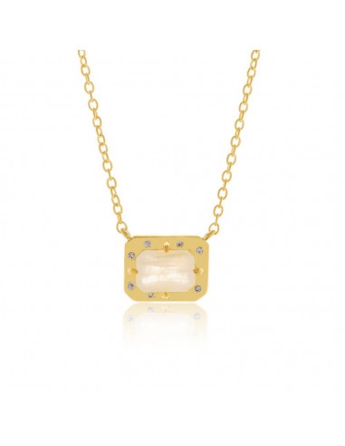 Κολιέ με ορθογώνια moonstone & λεπτές...