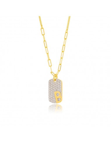 Κολιέ Dog Tag με Γράμμα B & Ζιργκόν 925