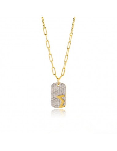 Κολιέ Dog Tag με Γράμμα Σ & Ζιργκόν 925