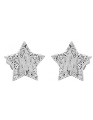 Ασημένια Σκουλαρίκια Αστέρι με Λευκά...