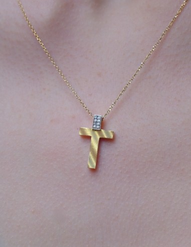 Σταυρός με σχέδιο και ζιργκόν πέτρες Κ14