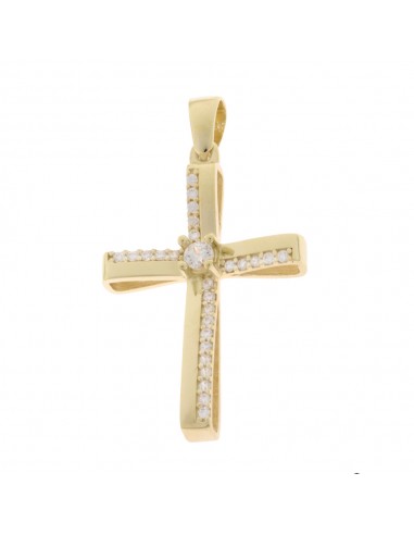 Χρυσός σταυρός σε 14 καράτια με ζιργκόν