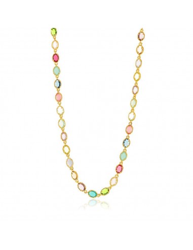 Χρυσό Κολιέ με Πολύχρωμες Οβάλ Πέτρες...