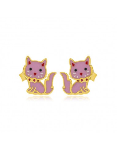 Παιδικά Σκουλαρίκια Γατούλα Ροζ 925