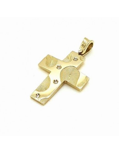 Σταυρός Κίτρινο Χρυσό 14Κ με Ζιργκόν Λουστρέ