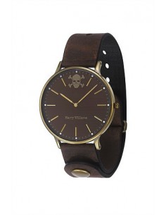 HARRY WILLIAMS -  Gold case, with Brown Leather Strap