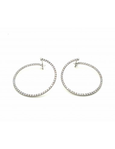 Σκουλαρίκια Κρίκοι Λευκόχρυσο Κ14 με Ζιργκόν