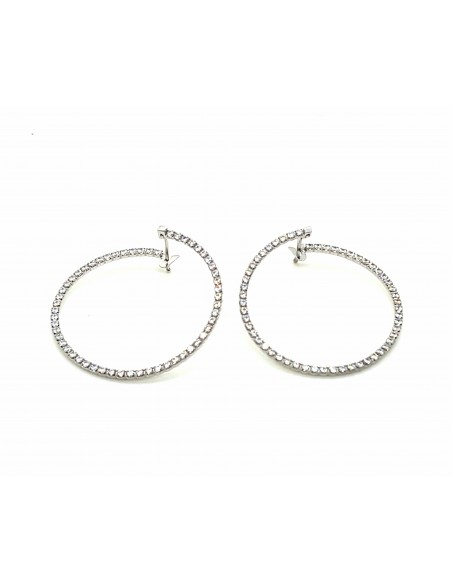 Σκουλαρίκια Κρίκοι Λευκόχρυσο Κ14 με Ζιργκόν