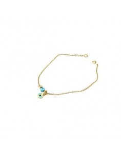 Βραχιόλι χρυσό 14 με ματάκι γαλάζιο