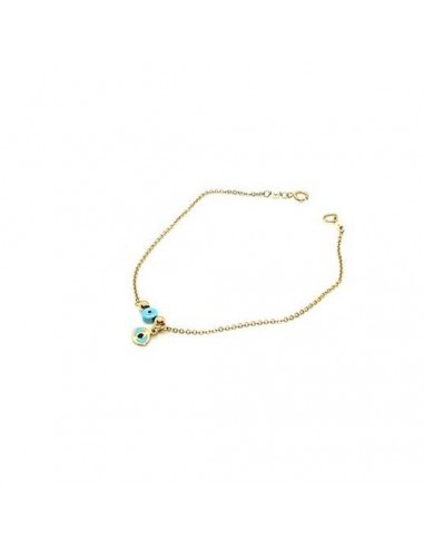 Βραχιόλι χρυσό 14 με ματάκι γαλάζιο