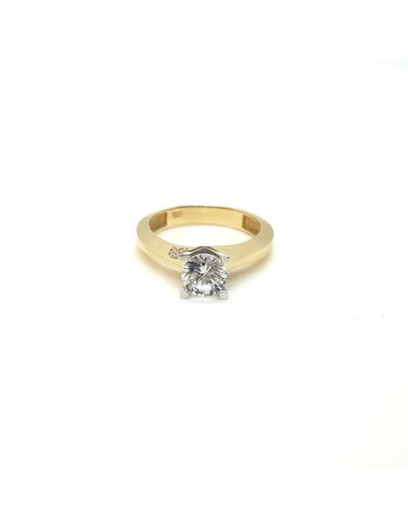 Δαχτυλίδι μονόπετρο 14K Σχέδιο καρδιά άπυρο