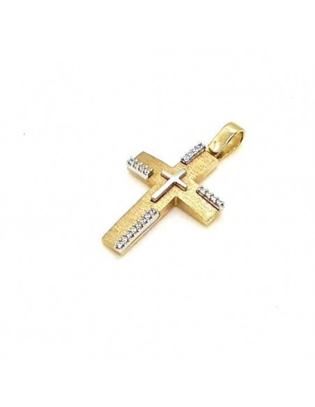Σταυρός σε χρυσό Κ14 με πέτρες Ζιργκόν