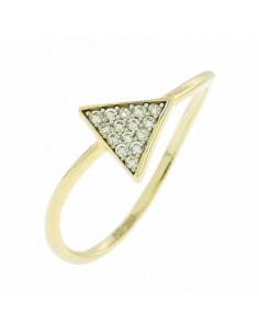 Δαχτυλίδι τρύγωνο σε χρυσό Κ14 με πέτρες ζιργκόν