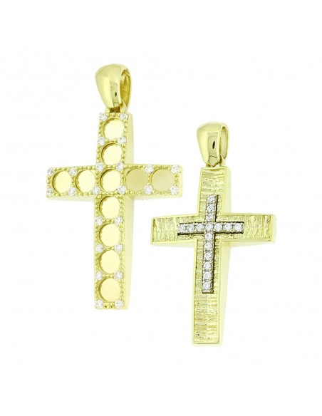 Σταυρός σε χρυσό 585- Κ14 με πέτρες ζιργκόν