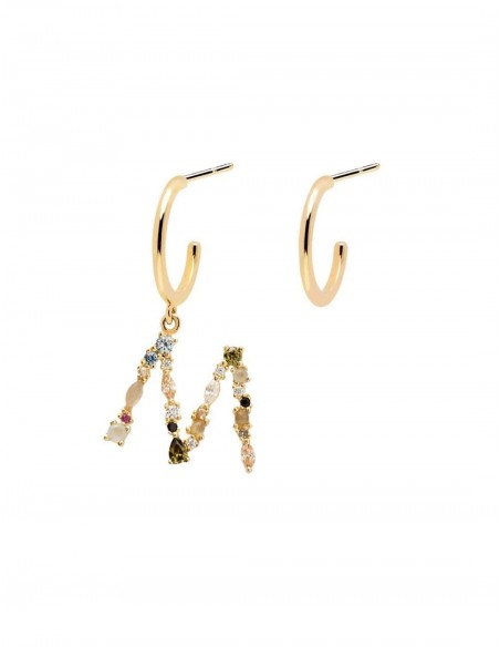 Σκουλαρίκια κρίκοι -μονόγραμμα Μ σε ασήμι 925 -Pdpaola