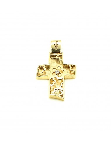 Βαπτιστικός σταυρός σε χρυσό 14 καράτια με ζιργκόν