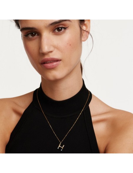 Κολιέ ασημένιο μονόγραμμα H - I am collection