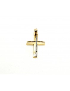 Βαπτιστικός σταυρός απο χρυσό 14 καρατίων με ζιργκόν πέτρες