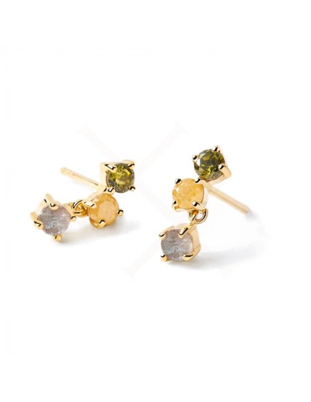 Σκουλαρίκια ασημένια Pdppaola Flora Gold