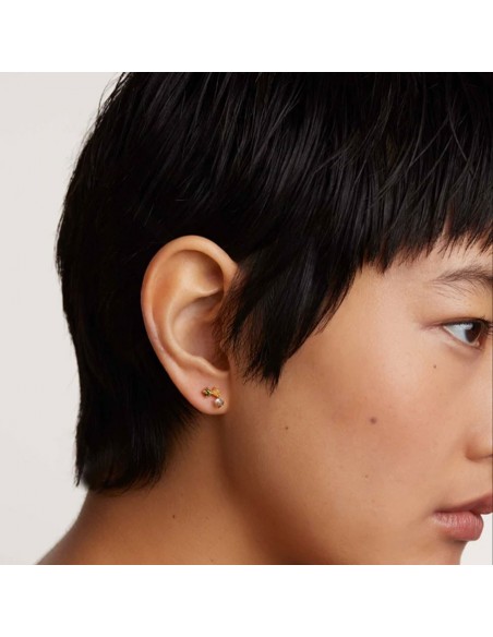 Σκουλαρίκια ασημένια Pdppaola Flora Gold